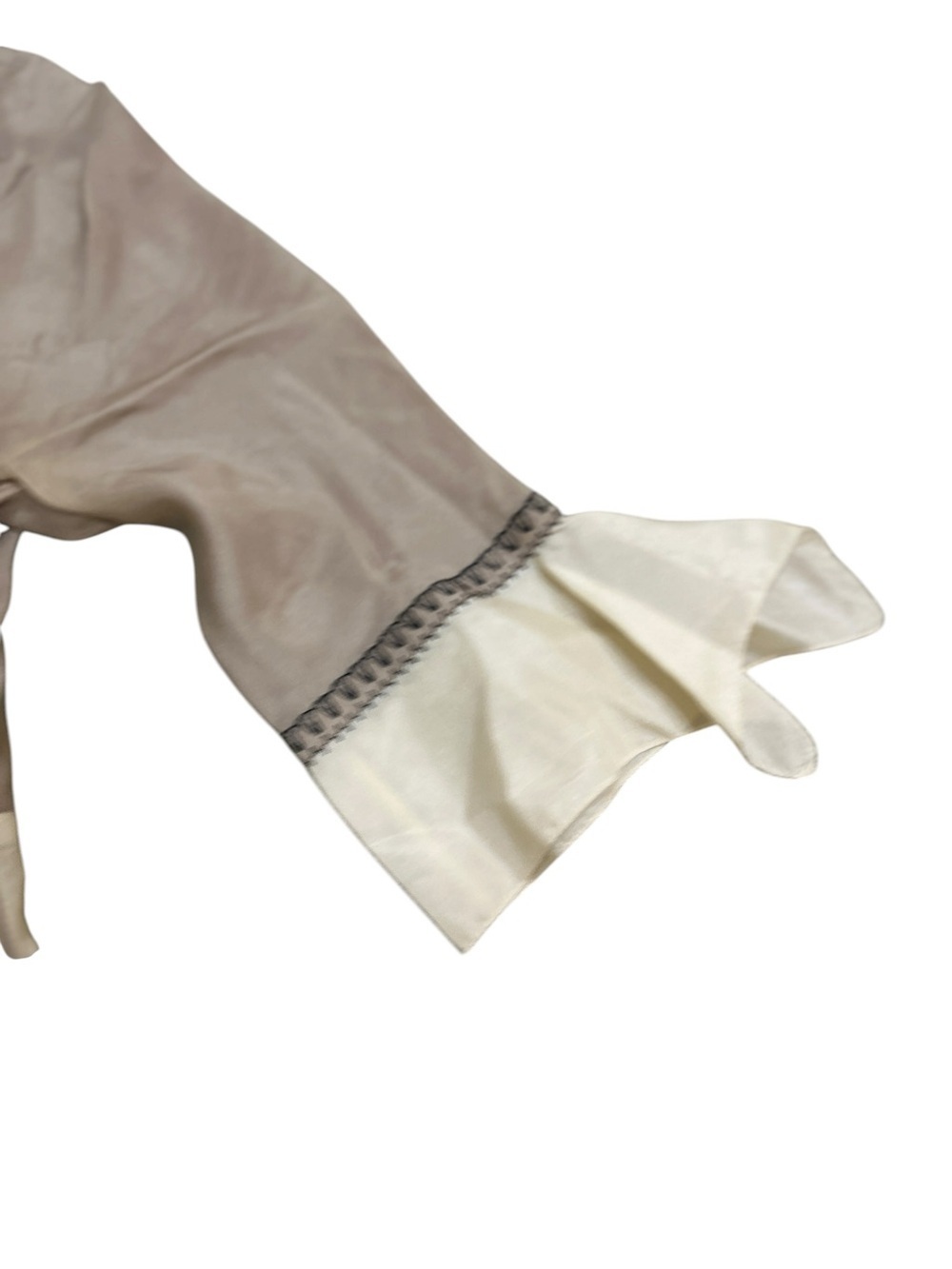 Alberta Ferretti Tan, Ivory & Black 3/4 sleeve fit & flare silk Midi Dress sz 4 - Picture 6 of 9